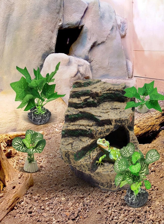 GOZILLA Silk Fish Tank Plants,Reptile Artificial Plant,Reptile Plants for Terrarium,Aquarium Decorations Accessories Set,Resin Pedestal Silk Aquarium Plant for Fish Tank.(4PCS/A-Set) - Image 3